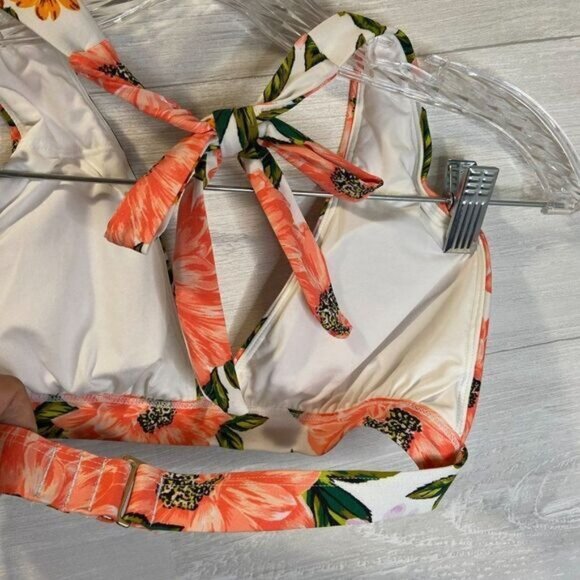 Sunn Lab Swim Women's V-Neck Halter Floral Bikini Top‎ NWT Swimwear - Picture 4 of 5
